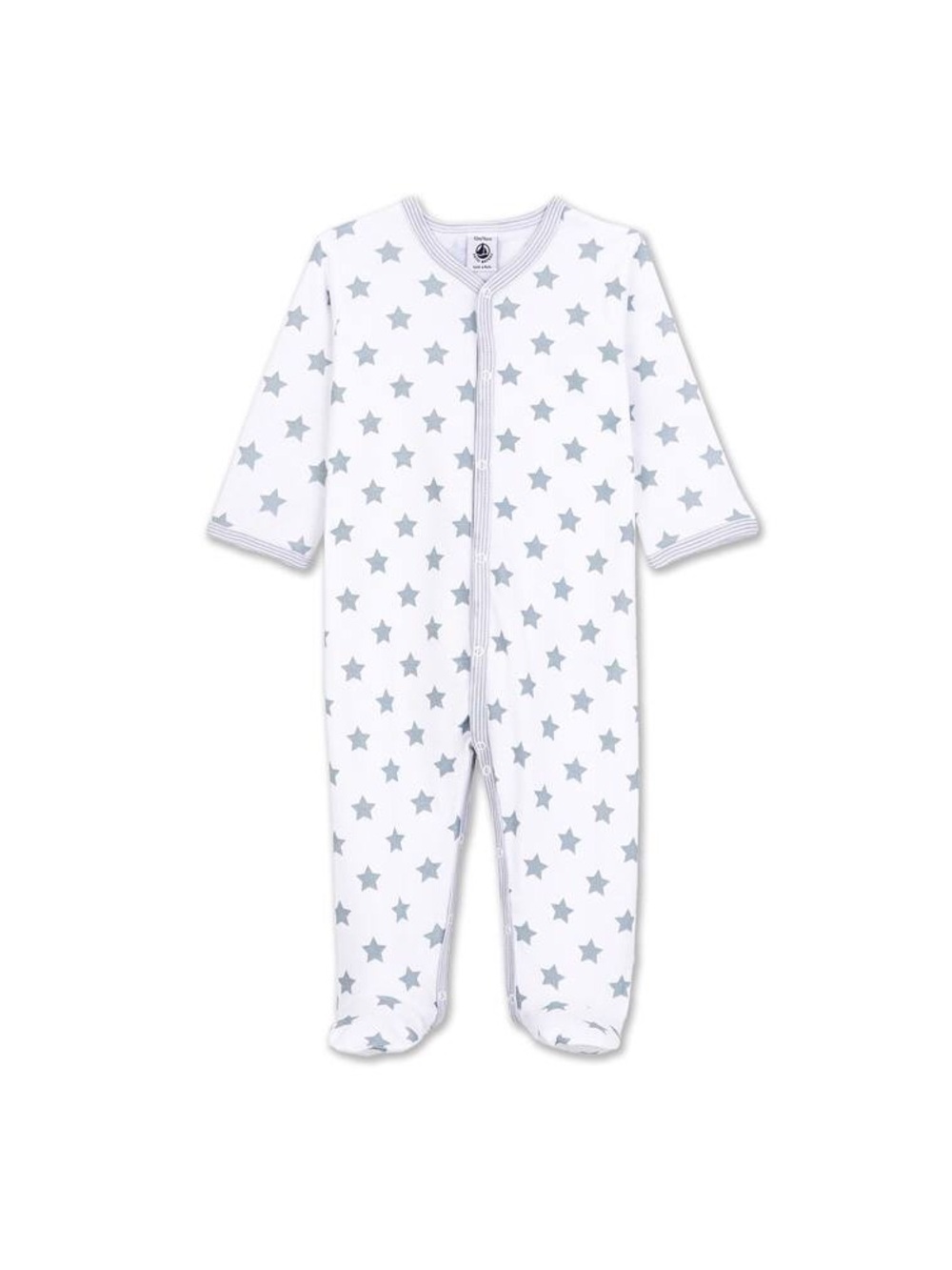 Baby Star-Print Footie Pajama - White & Light Gray - 12M (74cm)